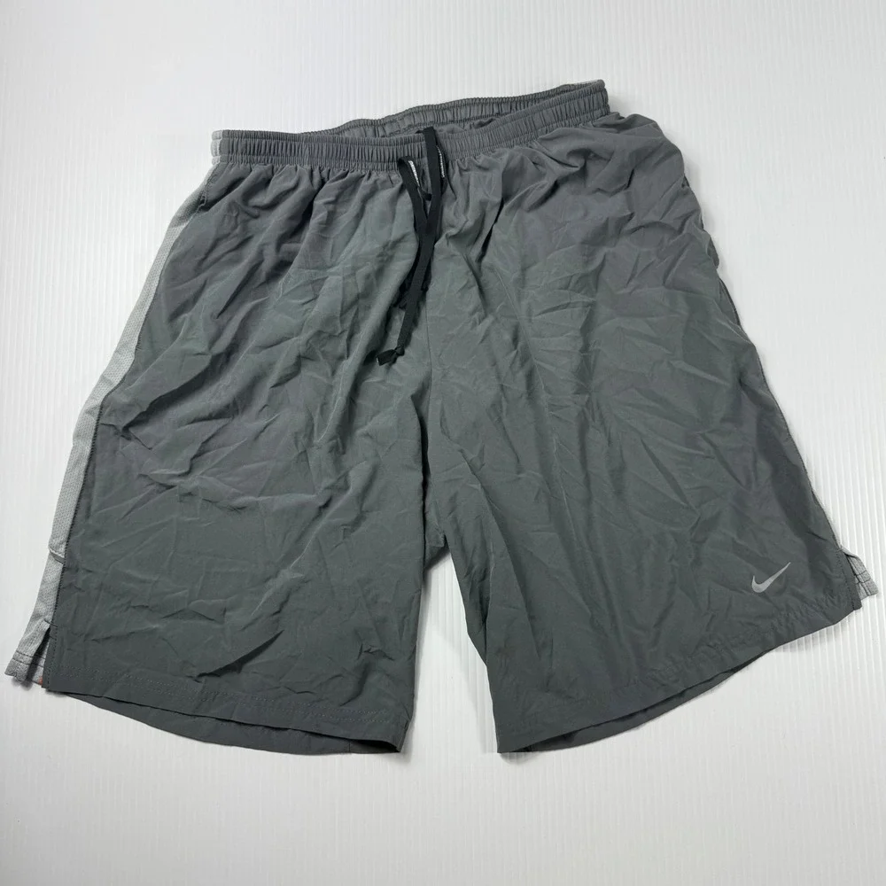 Nike Dri-FIT Running Shorts Athletic Gym Training Gray Orange L